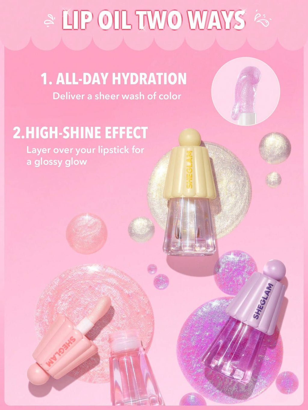 SHEGLAM jelly wow glitter lip oil