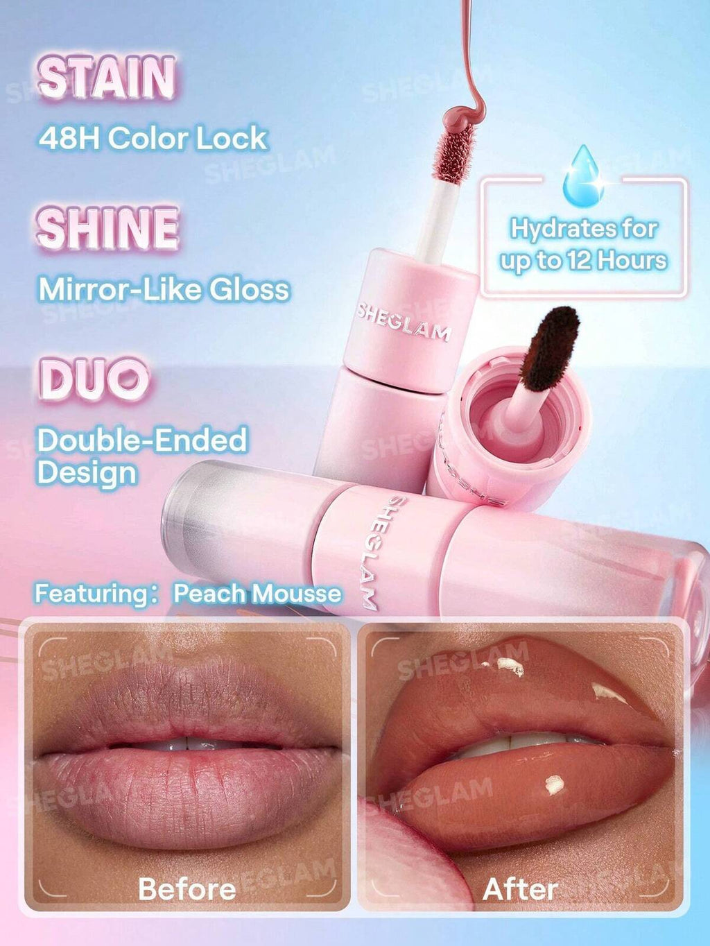 SHEGLAM line to shine peel off lip stain and gloss duo