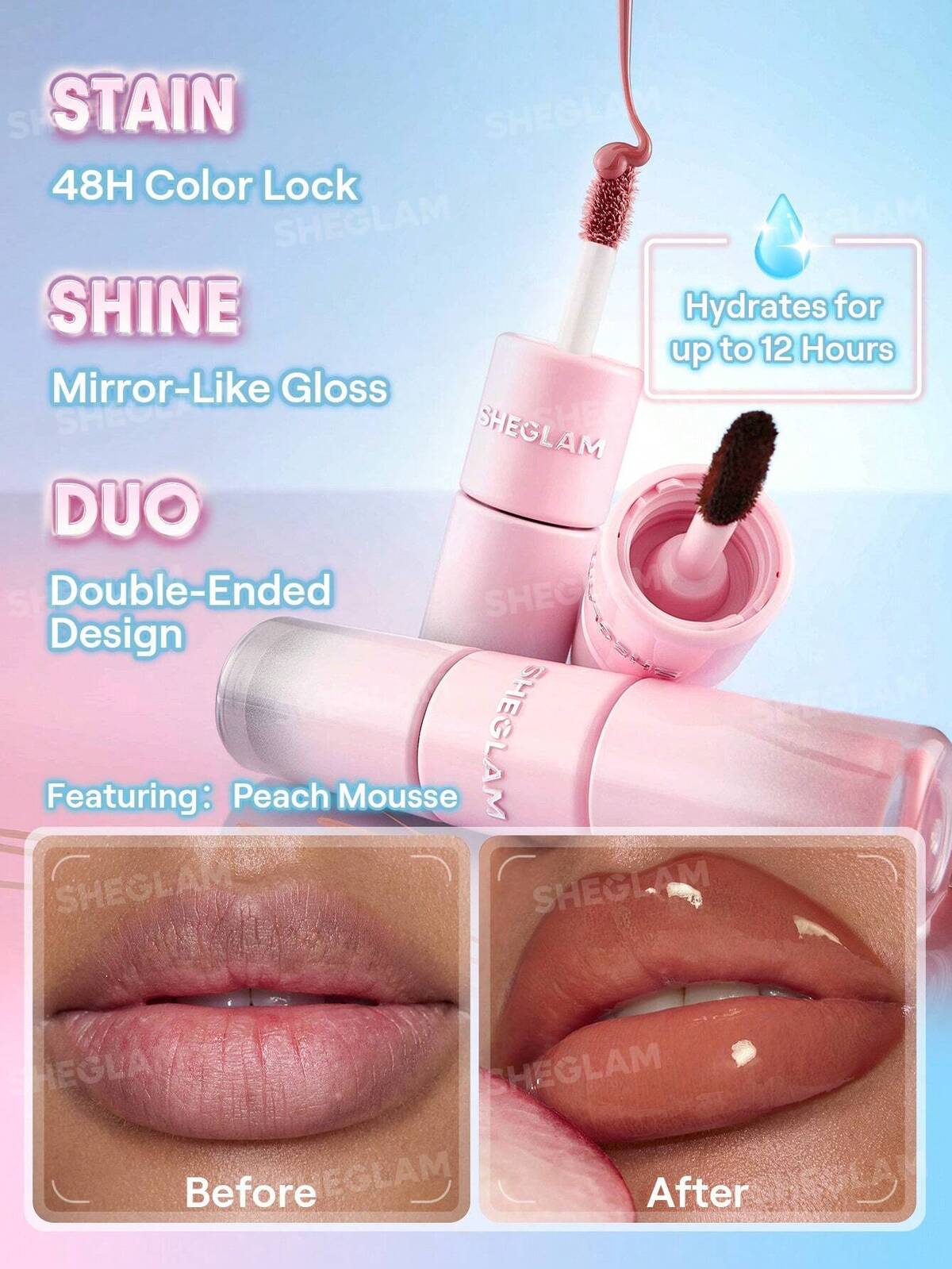 SHEGLAM line to shine peel off lip stain and gloss duo