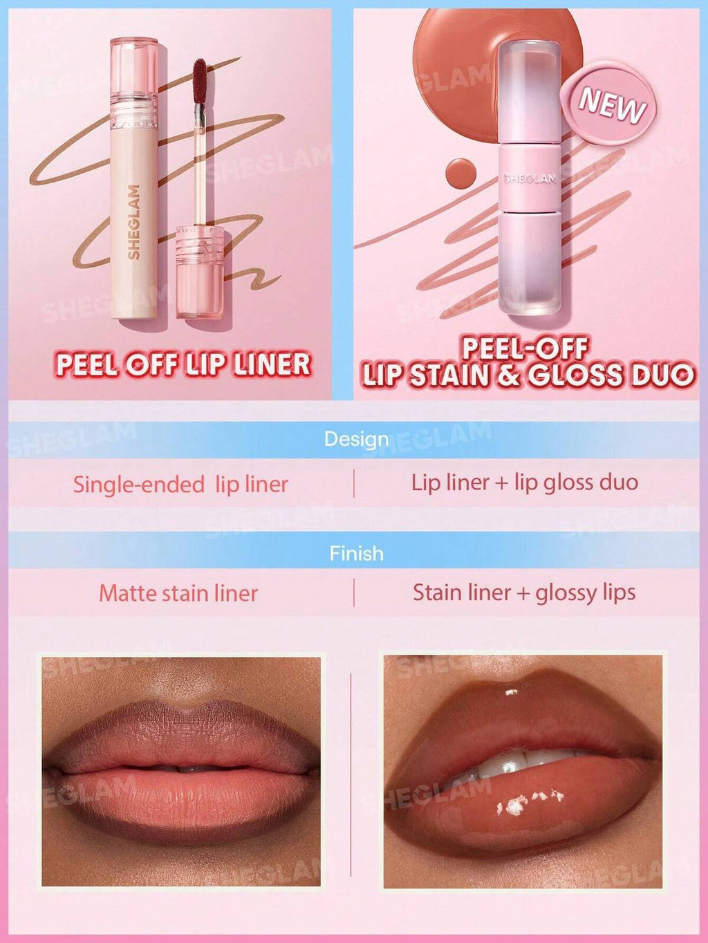 SHEGLAM line to shine peel off lip stain and gloss duo