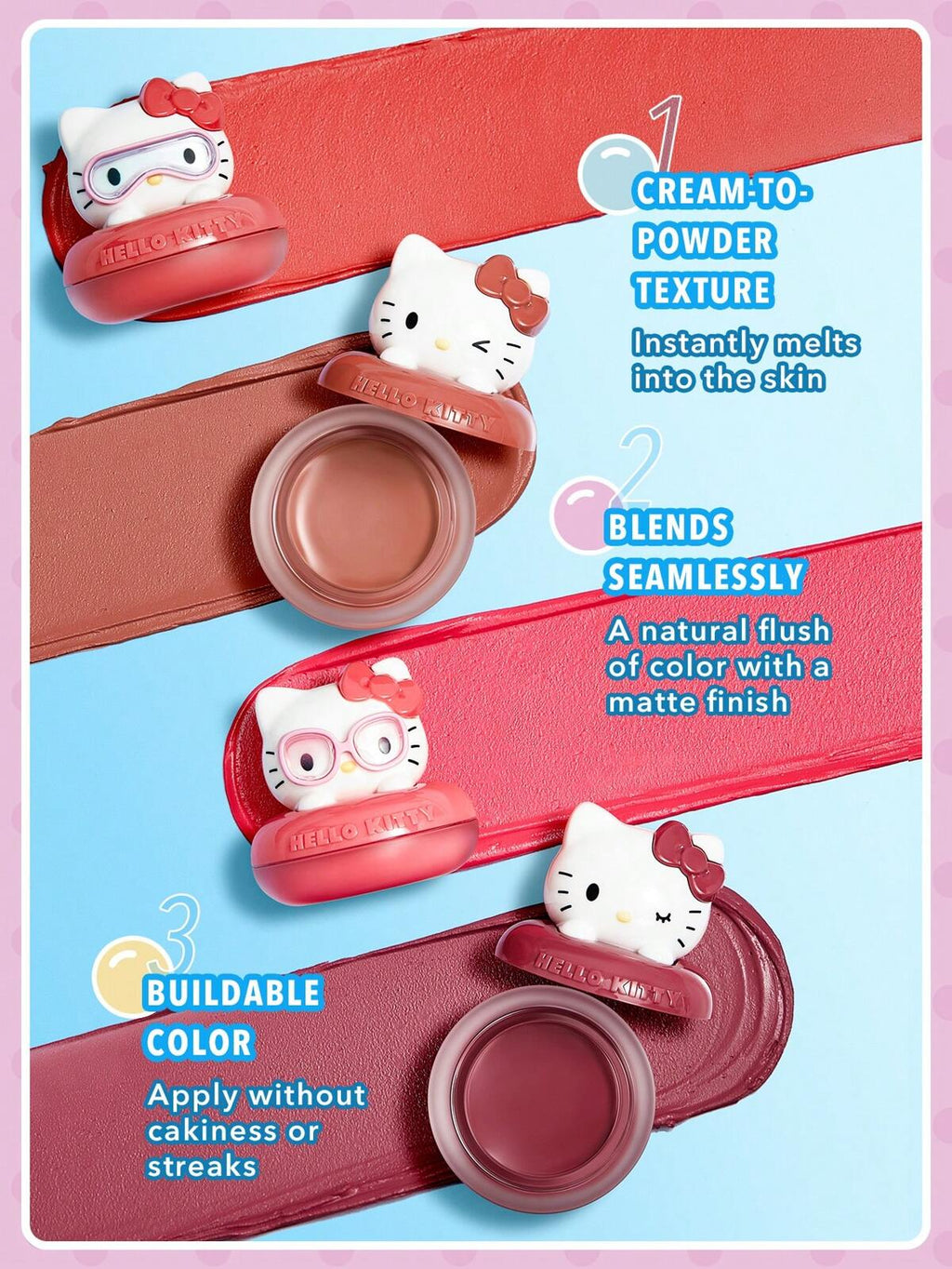 Hello Kitty｜SHEGLAM Coastal Charm Cream Blush ocean breeze