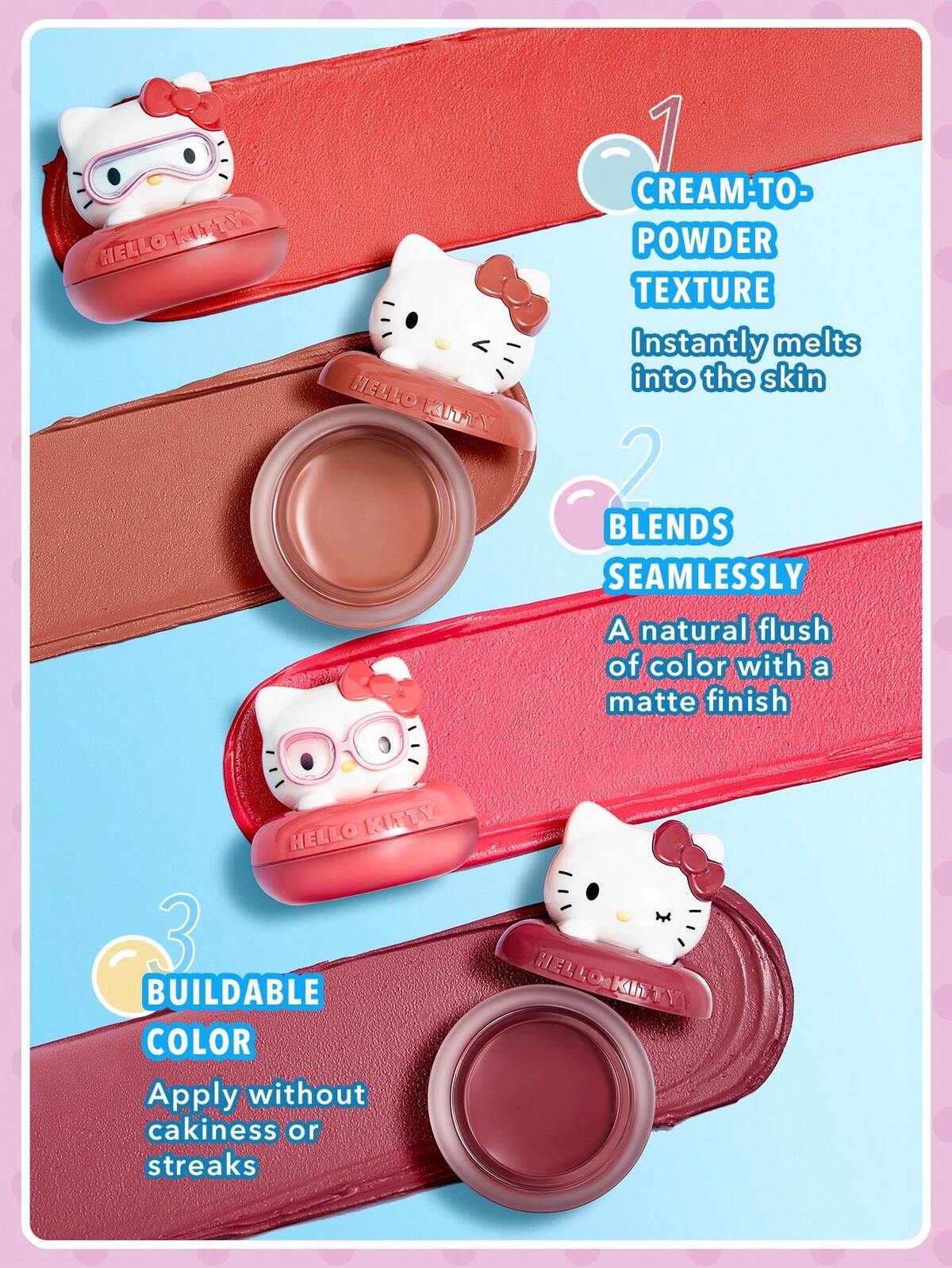 Hello Kitty｜SHEGLAM Coastal Charm Cream Blush ocean breeze