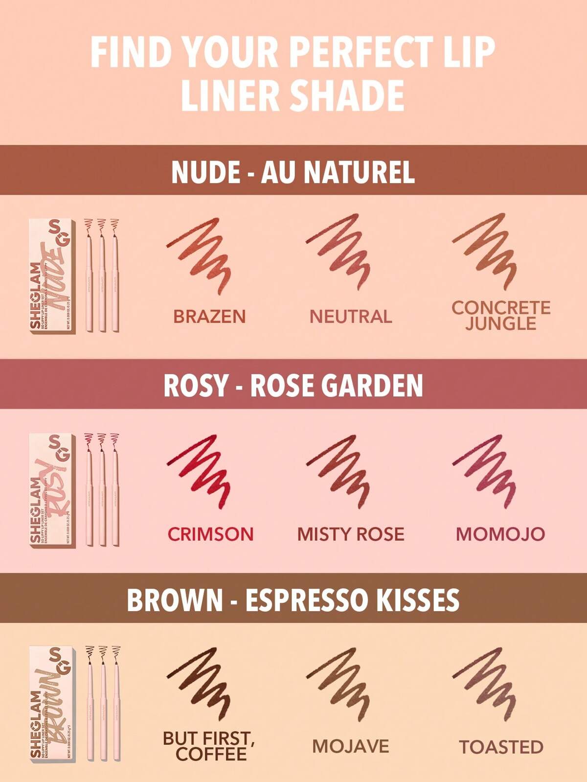 SHEGLAM so lippy lip liner set- espresso kisses (brown)